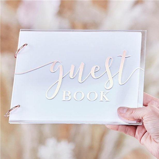 A Touch Of Pampas Acrylic Wedding Guest Book