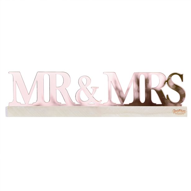 A Touch Of Pampas Rose Gold Acrylic Mr & Mrs Table Decoration – product image 2