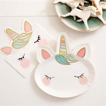 We Heart Unicorn Shaped Paper Plates (8pk)