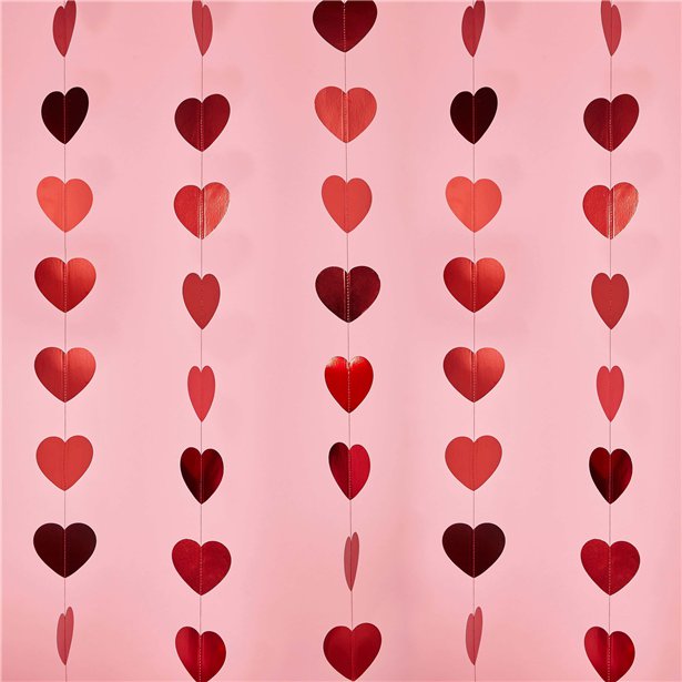 Valentines Red Heart Hanging String Decoration - 4m – product image 2