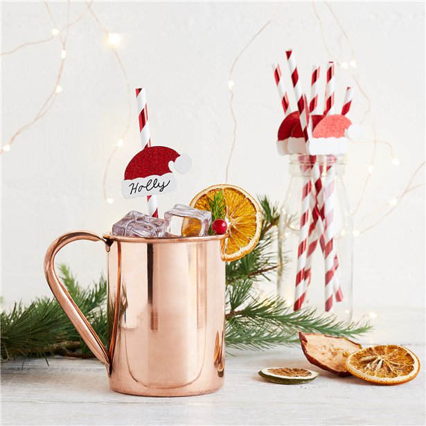 Santa Hat Red & White Stripe Paper Straws (20pk) – product image 4