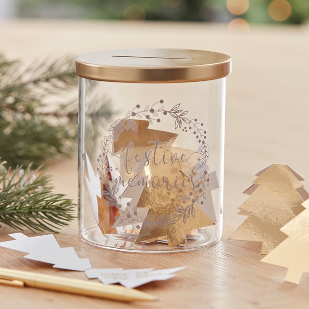 Festive Memories Glass Jar with Gold Tree Notelets – product image 1