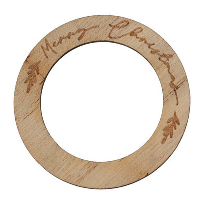 Burnout Wood Merry Christmas Napkin Rings (6pk)