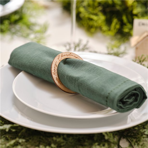 Burnout Wood Merry Christmas Napkin Rings (6pk)