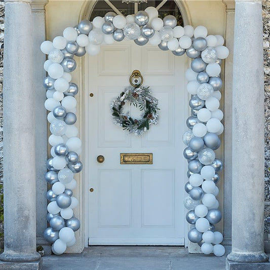 Silver ChristmasBalloon Door Arch - 240 Balloons