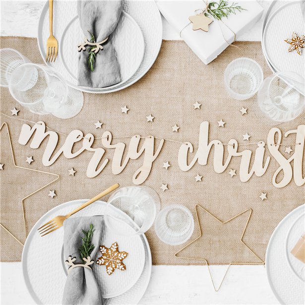 Merry Christmas Wooden Banner - 2m