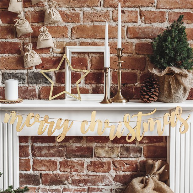 Merry Christmas Wooden Banner - 2m