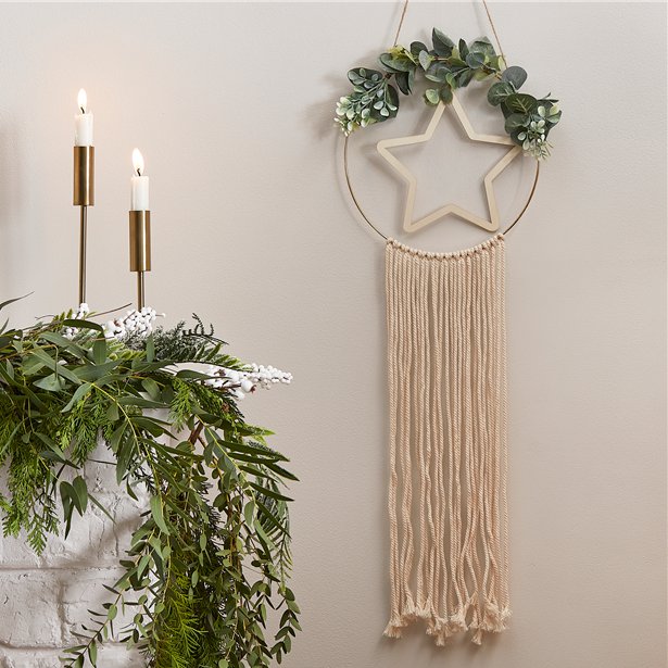 Wooden Hoop & Star Macrame Wall Hanging – product image 1
