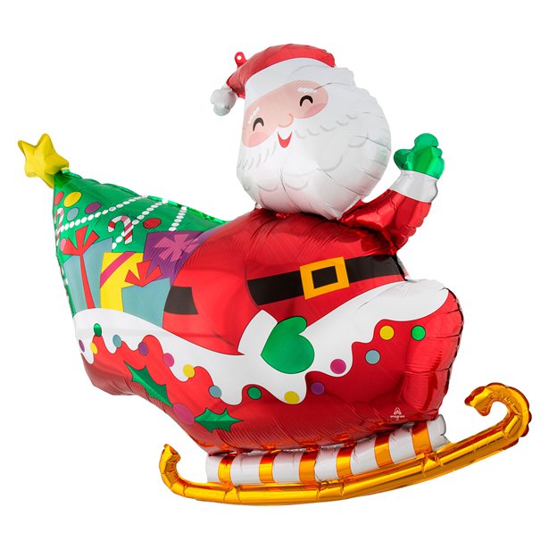 Santa's Sleigh SuperShape Balloon - 30" Foil