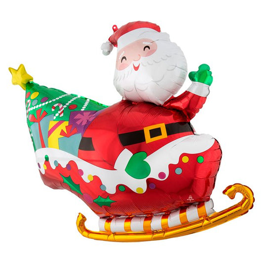 Santa's Sleigh SuperShape Balloon - 30" Foil