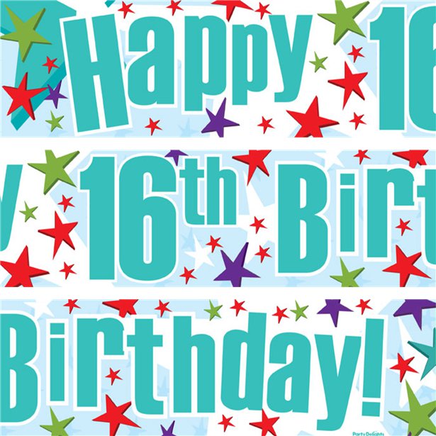Happy 16th Birthday Paper Banners - 1m (3pk) – product image 2