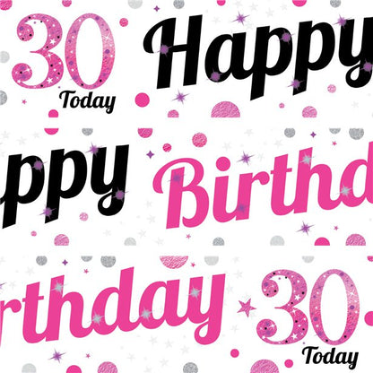 30th Birthday Pink Celebration Paper Banners -1m (3pk)
