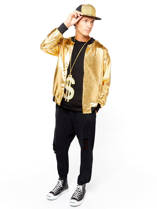 90s Hip Hop Gold Jacket - Adult Costume