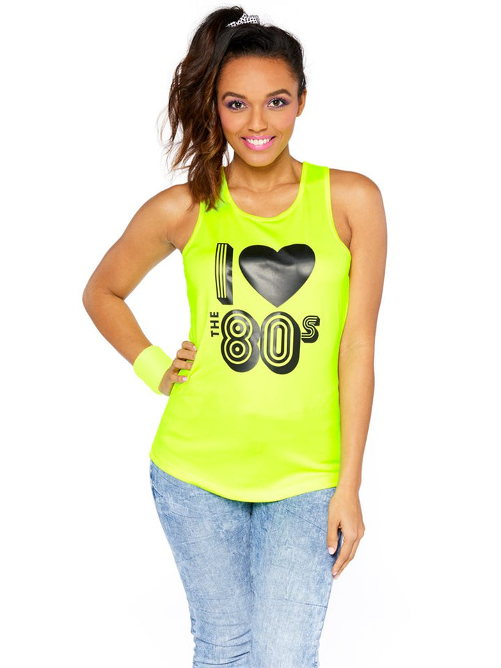 I Love the 80s Yellow Vest Top - Adult Costume – product image 1