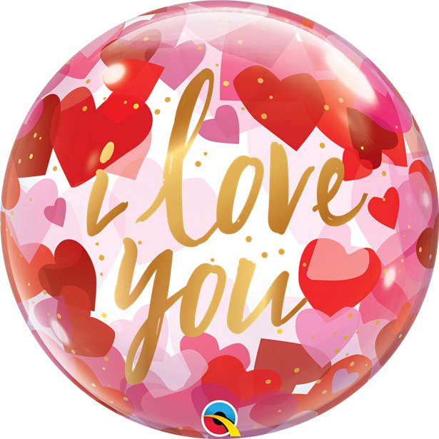 I love you Hearts Bubble Balloon - 22" – Party Delights Wondergroup