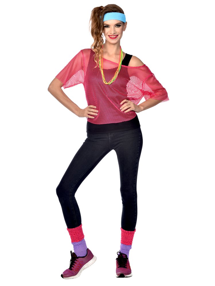 Pink 80s Mesh Shirt - Adult Costume