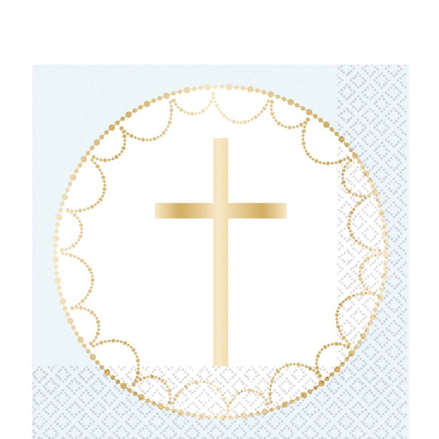 Blue Botanical Cross Napkins - 33cm (20pk)