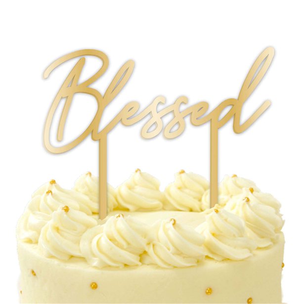 Botanical Celebration Blessed Acrylic Cake Topper