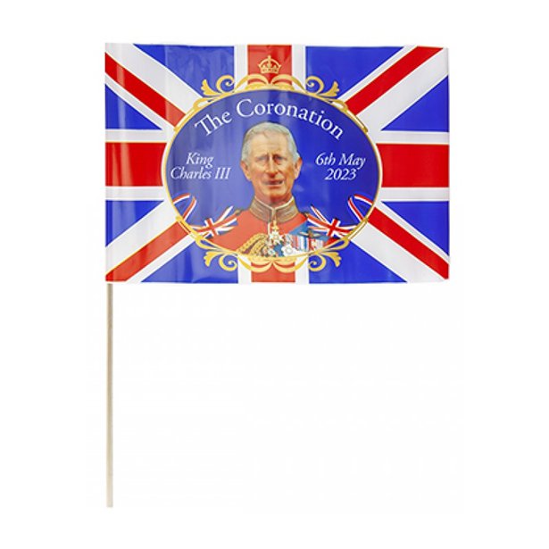 King Charles III Coronation Hand Waving Flags - 30cm x 20cm (4pk)