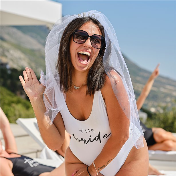 Silver 'The Bride' Headband Veil with Pearls