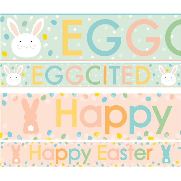 Happy Easter Eggcited Paper Banners - 1m (3pk) – product image 1