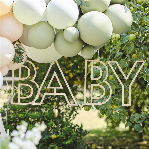 Botanical 'Baby' Wooden Hanging Decoration
