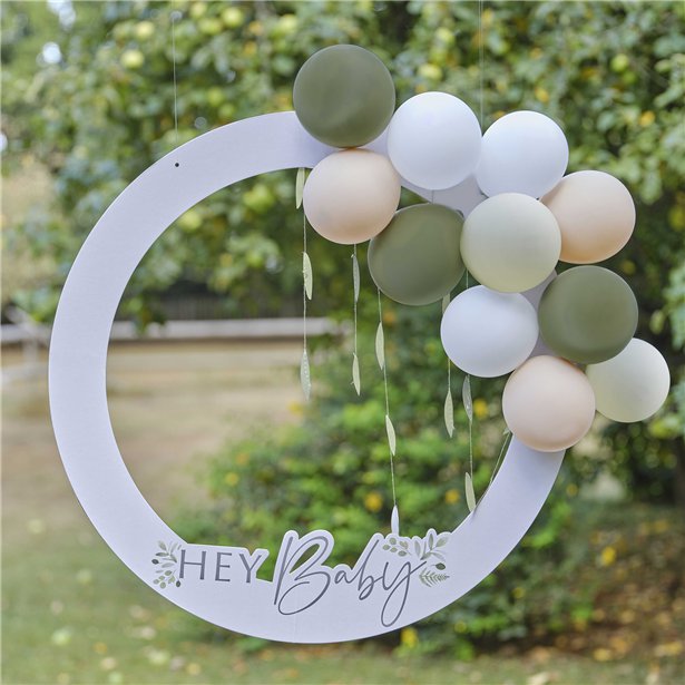 Botanical 'Hey Baby' Photo Booth Frame With Balloons – product image 1