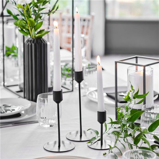 Contemporary Wedding Black Candle Holders (3pk) – product image 1
