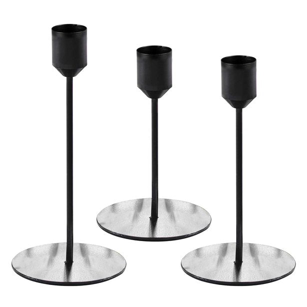 Contemporary Wedding Black Candle Holders (3pk) – product image 2