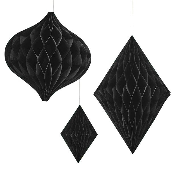 Contemporary Wedding Black Honeycomb Decorations (3pk) – product image 2