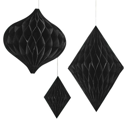 Contemporary Wedding Black Honeycomb Decorations (3pk)