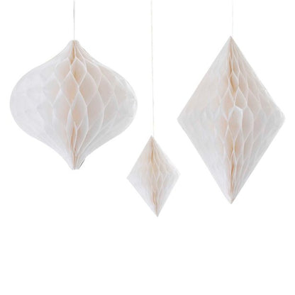 Contemporary Wedding White Honeycomb  Decorations (3pk)