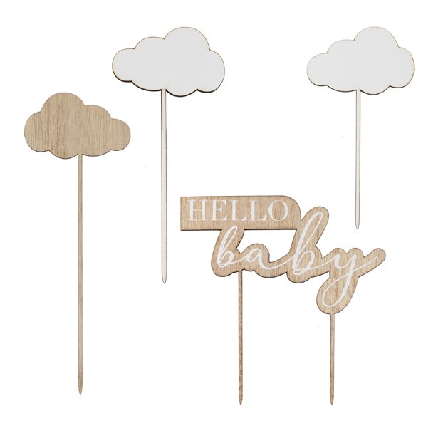 Hello Baby With Clouds Sugar Cake Toppers (7pk)