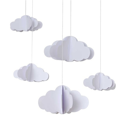 White 3D Clouds Paper Hanging Decorations (5pk)