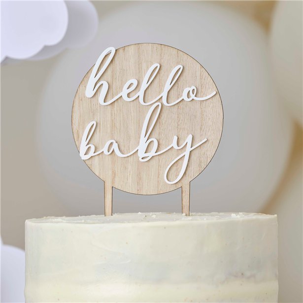 Hello Baby Wooden Cake Topper – product image 1