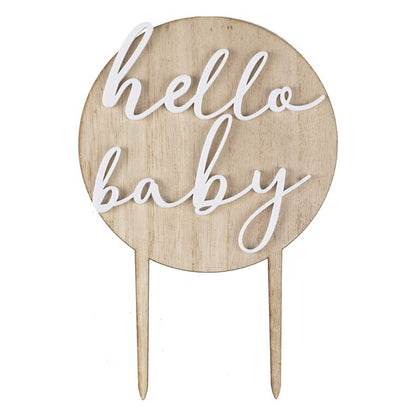 Hello Baby Wooden Cake Topper