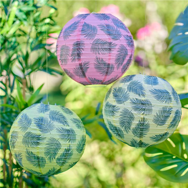 Tiki Tropics Paper Lanterns with Tassels (3pk) – product image 1