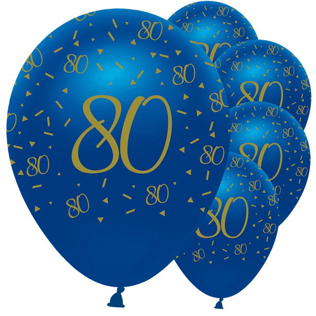 Navy & Gold Geode 80th Birthday Latex Balloons - 12" (5pk) – product image 1