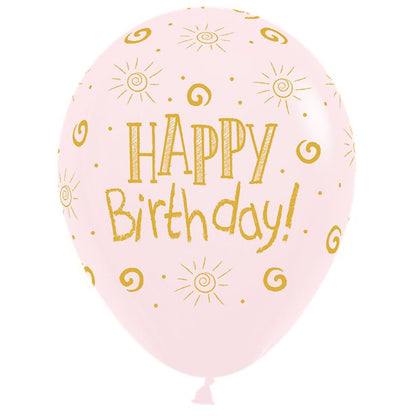 Happy Birthday Pastel Assorted Balloons - 12" Latex (25pk)