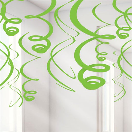 Lime Green Hanging Swirls Decoration - 55cm (12pk)