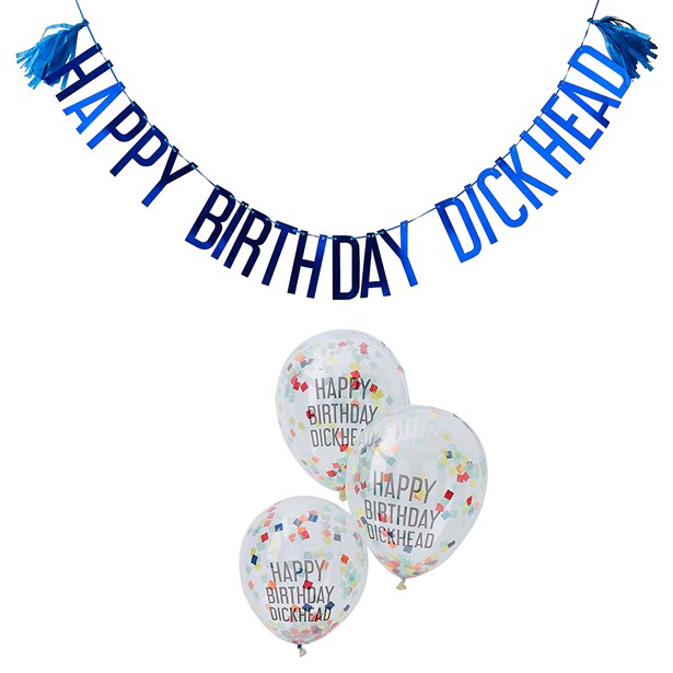Happy Birthday Dickhead Banner & Balloons Pack – product image 1