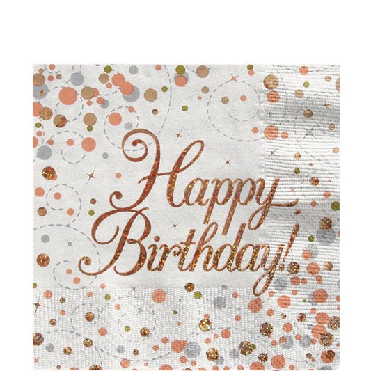 Sparking Fizz Happy Birthday Napkin - 33cm x 33cm (16pk)