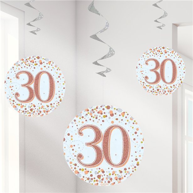 Sparking Fizz 30th Hanging Swirls (6pk)