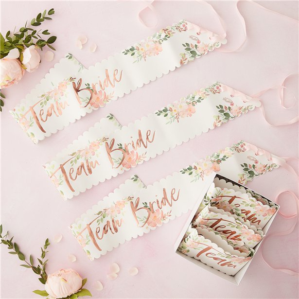 Floral Hen Party Team Bride Sashes (6pk) – product image 1