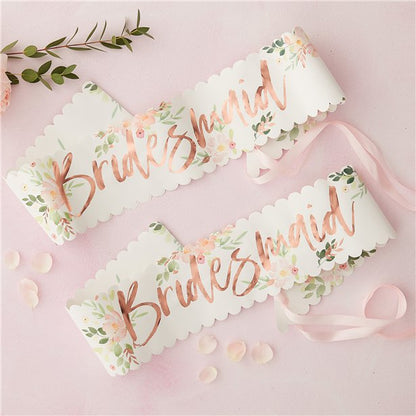 Floral Hen Party 'Bridesmaid' Sashes (2pk)