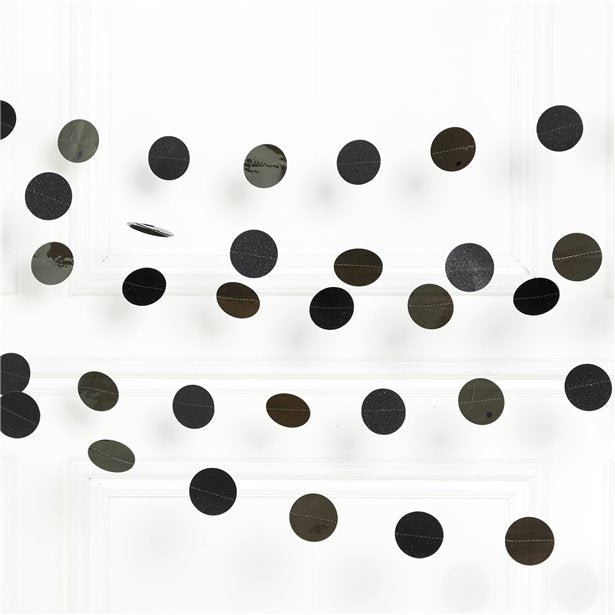 Black Glitter Hanging String Decorations - 2.1m (6pk)