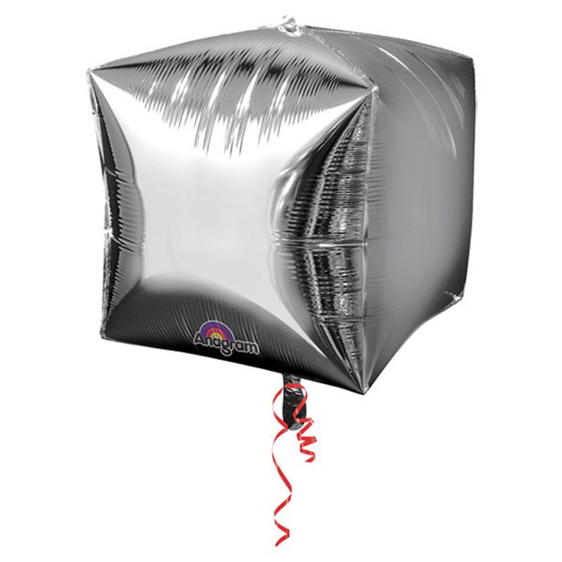 Cubez Silver Cube Shaped Balloon - 15" Foil - Unpackaged (3pk)