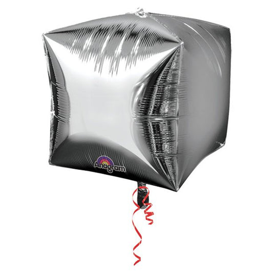 Cubez Silver Cube Shaped Balloon - 15" Foil - Unpackaged (3pk)