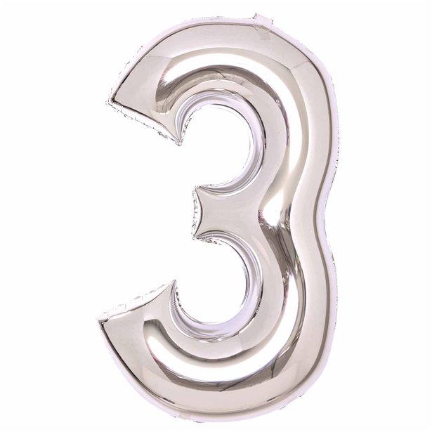 Silver Foil Number Balloons - 34" – number 3 – product image 5