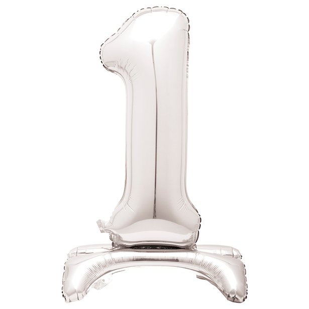 Silver Standing Number Balloons - 30" Air Fill – number 1 – product image 3